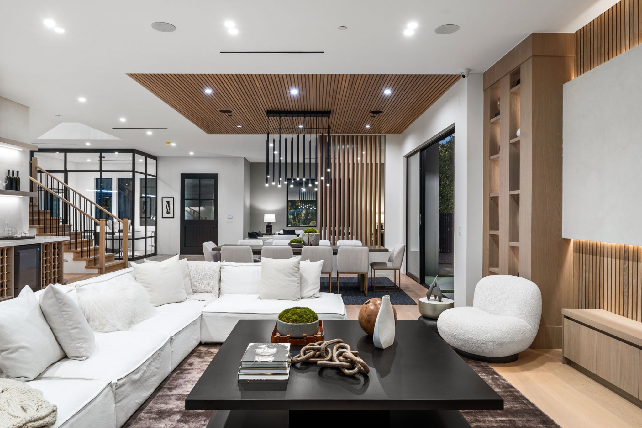 Modern open-plan living and dining area.